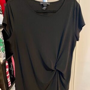 INC International Concepts Women's Black Knot-Detail Tee